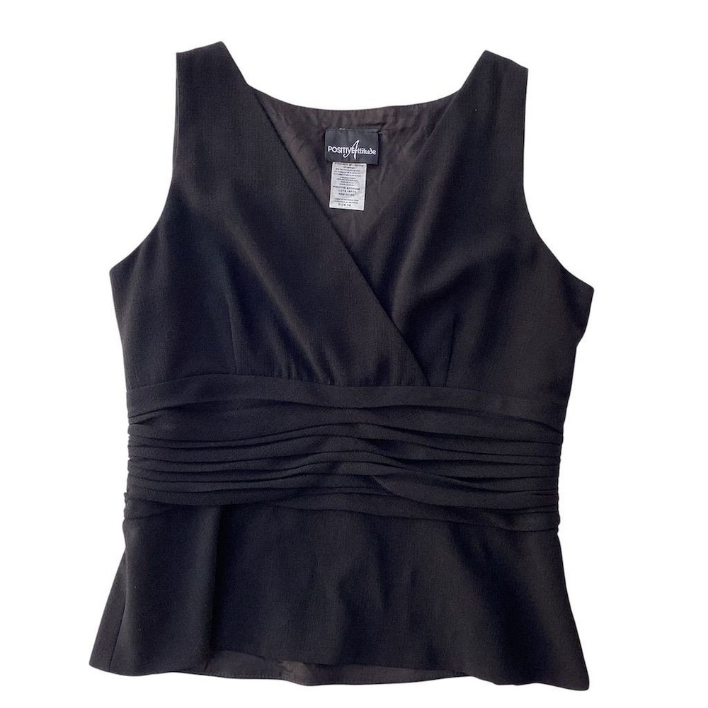 Positive Attitude‎ Women's Black Sleeveless V-Neck Tank Top Size 14